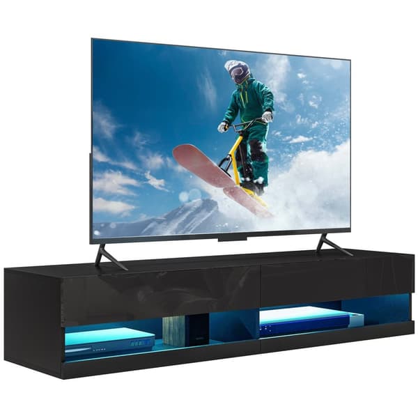 Rootzin seinälle kiinnitetty TV -penkki - TV -teline - Mediayksikkö - LED -valaistus - moderni muotoilu - 150 cm x 40 cm x 30cm