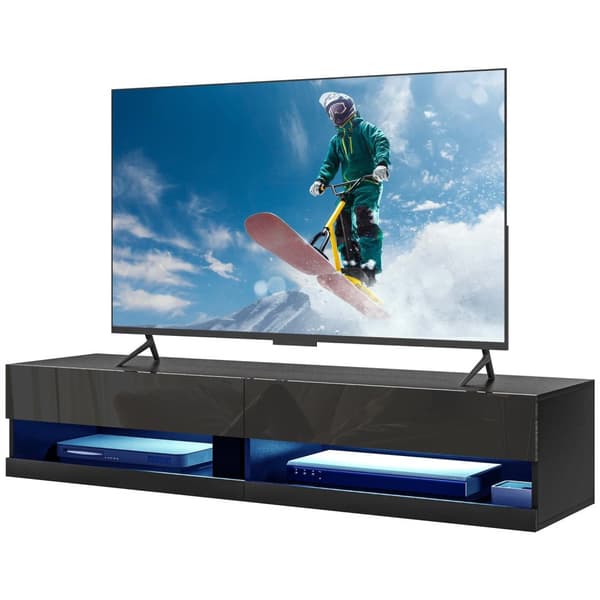 Rootzin seinälle kiinnitetty TV -penkki - TV -teline - Mediayksikkö - LED -valaistus - moderni muotoilu - 150 cm x 40 cm x 30cm