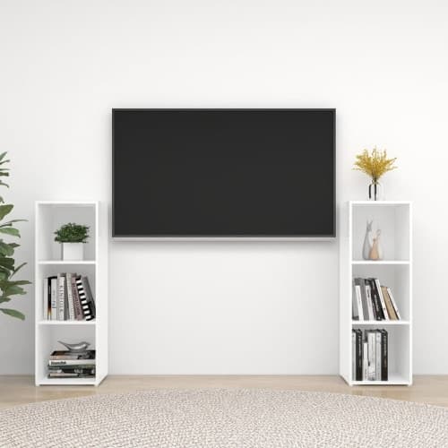 TV-skåp 2 st vit 107x35x37 cm konstruerat trä