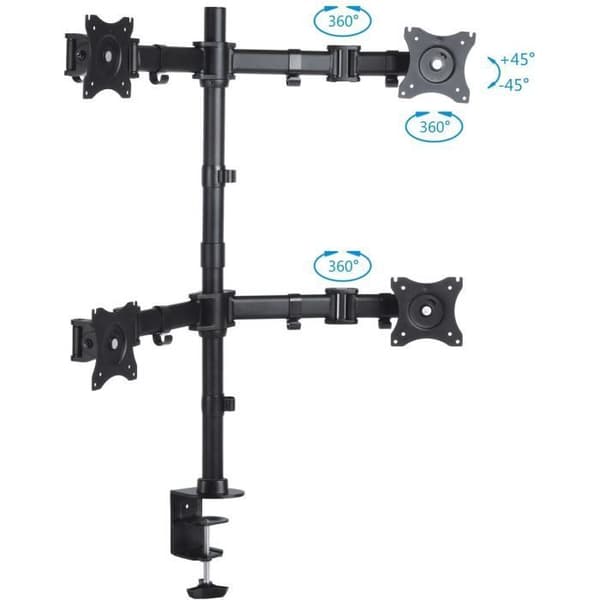 PureMounts PM-OFFICE-04 Skrivbordsfäste för 4 skärmar från 33 till 69 cm (13 till 27 tum), lutning från -45° till 45°, vridbar 2120