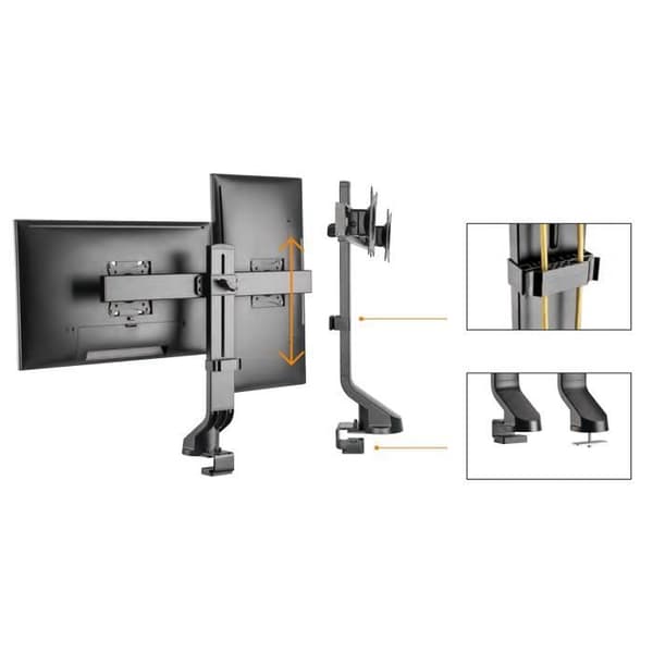 Maclean MC-854 dubbelt skrivbordsstöd 17"-27" max belastning 14 kg kompatibel med MC-848 och MC-849
