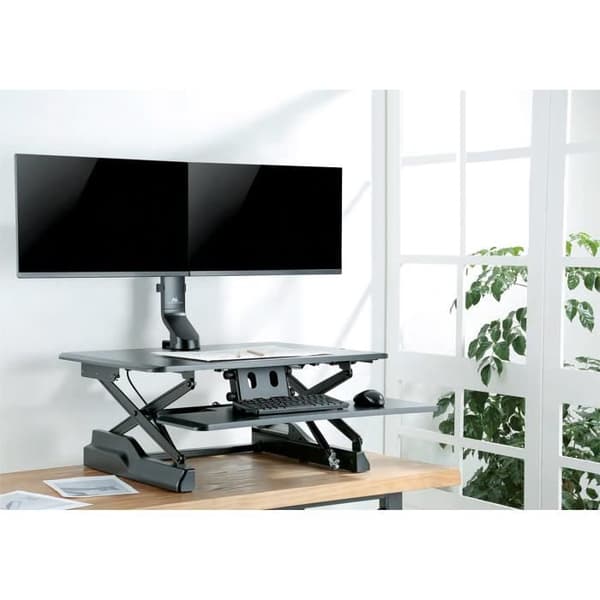 Maclean MC-854 dubbelt skrivbordsstöd 17"-27" max belastning 14 kg kompatibel med MC-848 och MC-849