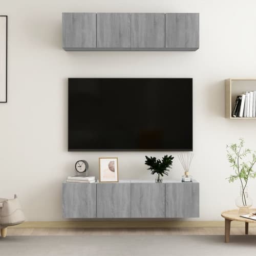 Tv-skåp 4 st grå sonoma 60x30x30 cm konstruerat trä
