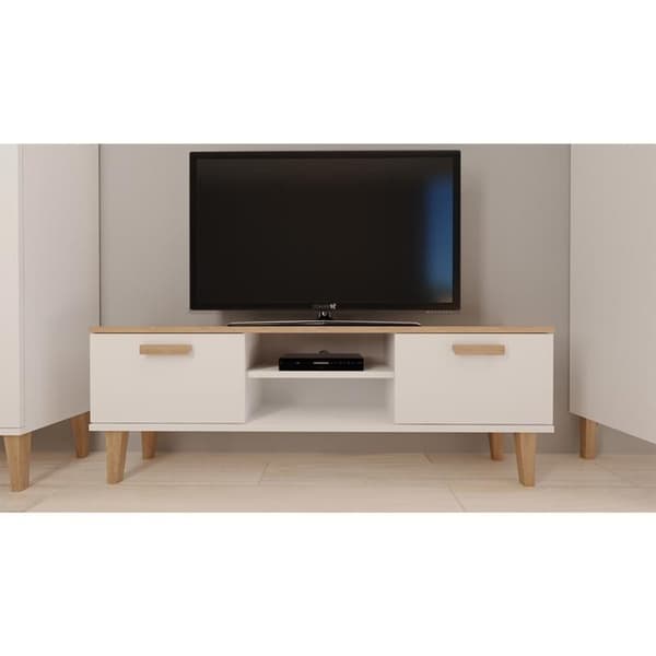 Kocot Kids TV-bänk Denver 120 vit - hickory - 5903282060579