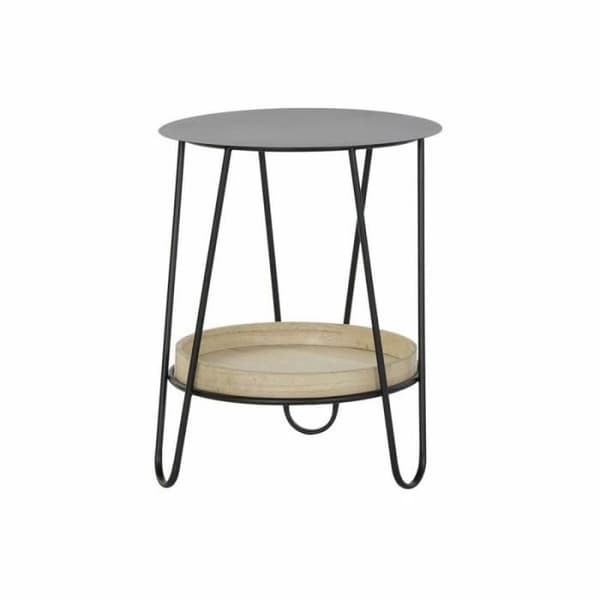 DKD Heminredning Sido bord Naturlig Svart Metall MDF (40,5 x 40,5 x 50,5 cm) - 8424001914913