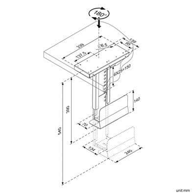 Support CPU Roline 17.03.1185 - Solid metallkonstruktion - 180° svängbar - Utdragbar 13 cm
