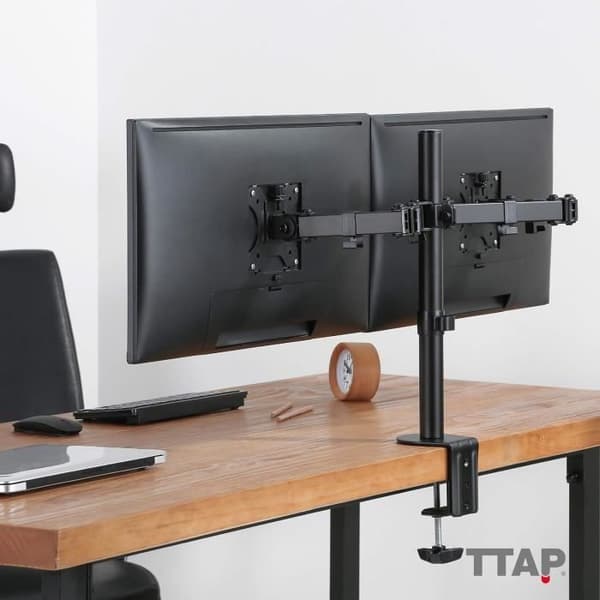 Stödmonter - Ttap - Dubbelarm - 90° lutning - 360° rotation - VESA 75x75/100x100