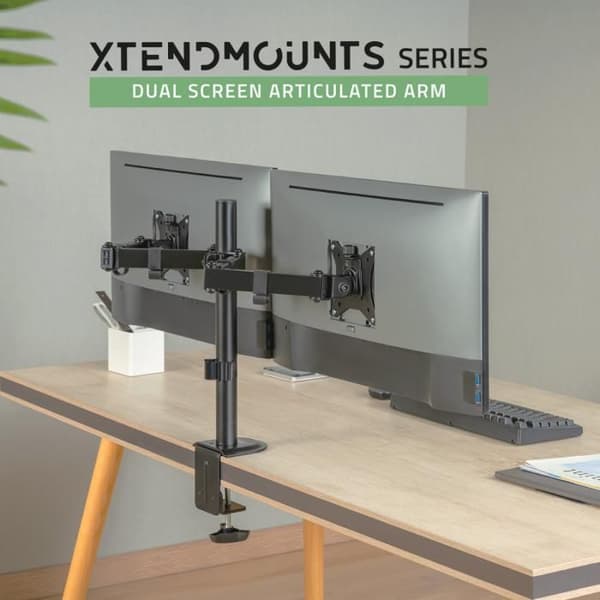 Monitorsupport - ADVANCE - XtendMounts Dual - 2 skärmar 17' till 32' - 9 kg per skärm - Höjdjusterbar