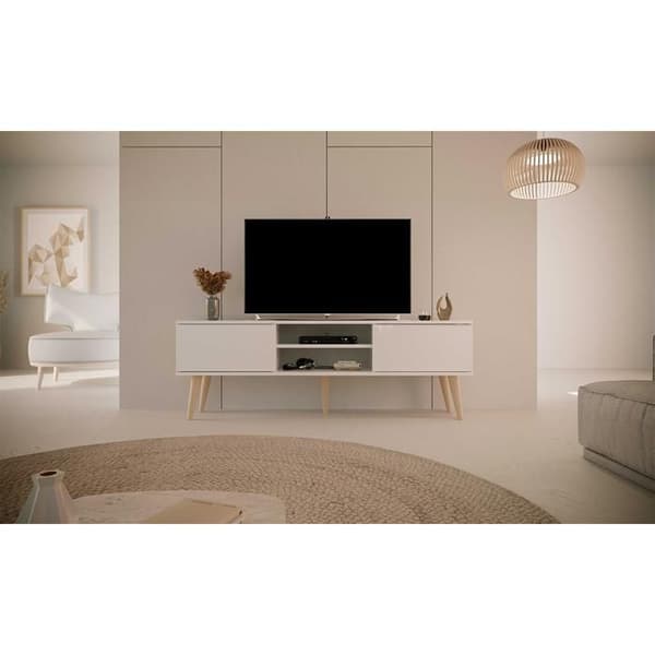 TV-möbel - Toronto - Vit - 160 cm - 2 dörrar - 2 öppna hyllor