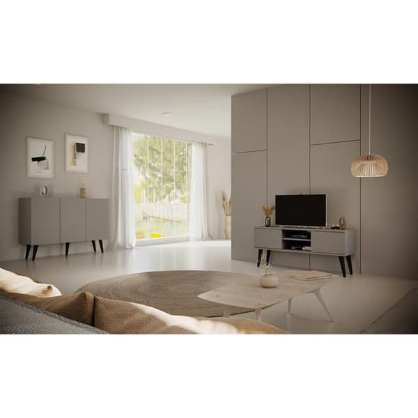 TV-möbel Toronto - Vardagsrum - 120 cm - Grå - 2 dörrar - 2 öppna hyllor