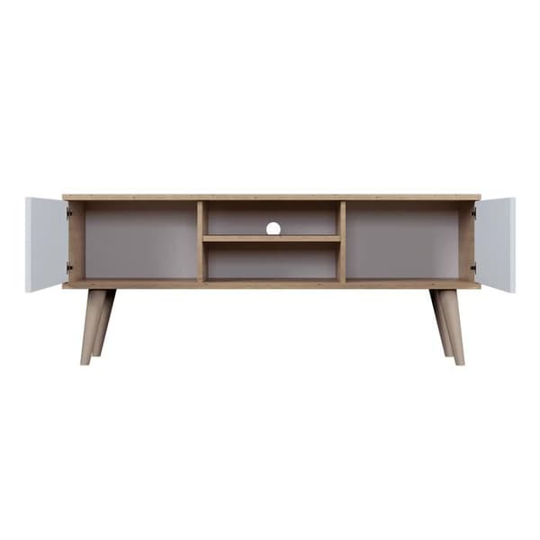 TV-bänk - Toronto - 120 cm - Ek & Vit - 2 dörrar - 2 öppna hyllor