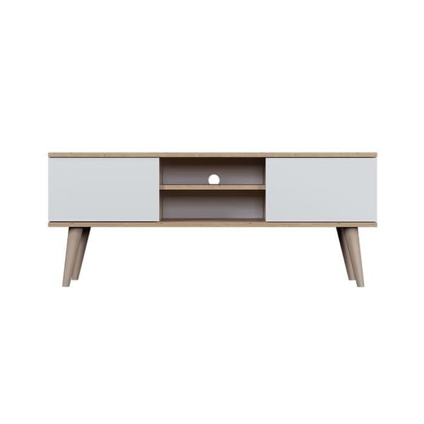 TV-bänk - Toronto - 120 cm - Ek & Vit - 2 dörrar - 2 öppna hyllor