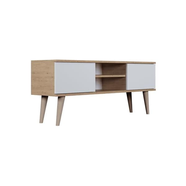 TV-bänk - Toronto - 120 cm - Ek &amp; Vit - 2 dörrar - 2 öppna hyllor