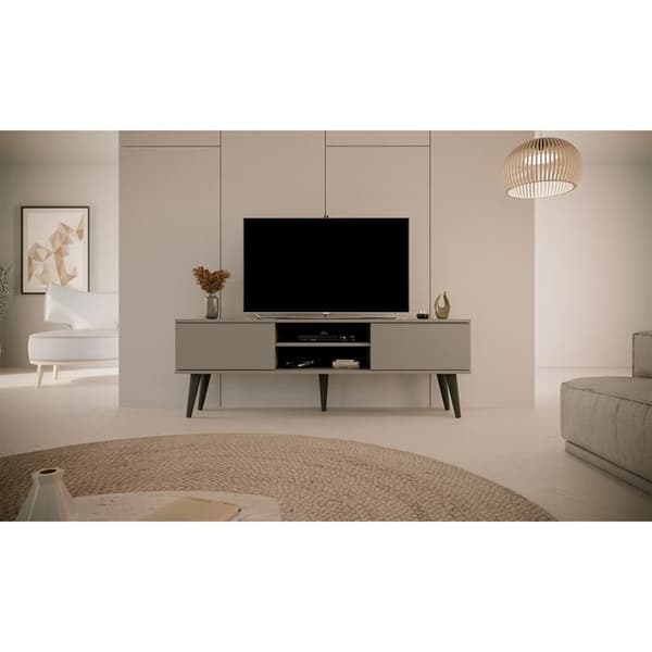 TV-möbel Toronto - Grå - 160 cm - 2 dörrar - 2 hyllor - Ben i massiv bok