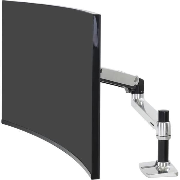 Stödskärm - ERGOTRON - LX Skrivbordsmontage LCD-arm - Polerat aluminium - Vikt 3.6 kg - Skärm upp till 24 tum Svart