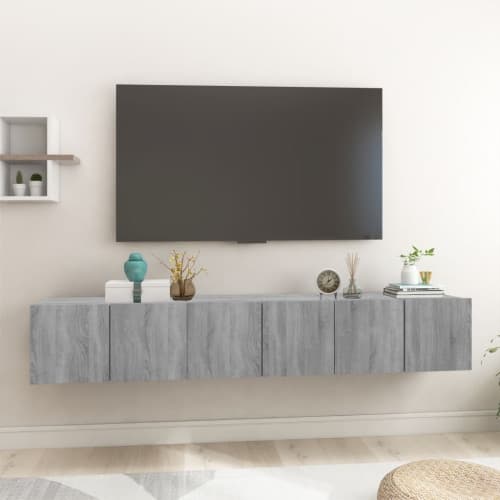Hängande tv-skåp 3 st grå sonoma 60x30x30 cm konstruerat trä
