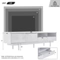 Miniatyrbild 4 av 11: Modern vit TV-bänk i boho-stil med geometrisk dörrdesign – 200 cm med förvaring, passar upp till 90-tums TV