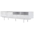 Miniatyrbild 6 av 11: Modern vit TV-bänk i boho-stil med geometrisk dörrdesign – 200 cm med förvaring, passar upp till 90-tums TV