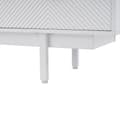 Miniatyrbild 10 av 11: Modern vit TV-bänk i boho-stil med geometrisk dörrdesign – 200 cm med förvaring, passar upp till 90-tums TV