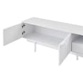 Miniatyrbild 11 av 11: Modern vit TV-bänk i boho-stil med geometrisk dörrdesign – 200 cm med förvaring, passar upp till 90-tums TV