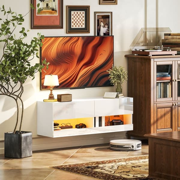 Vægmonteret TV-skab, 120x35x40.5 cm, Højglans Hvid