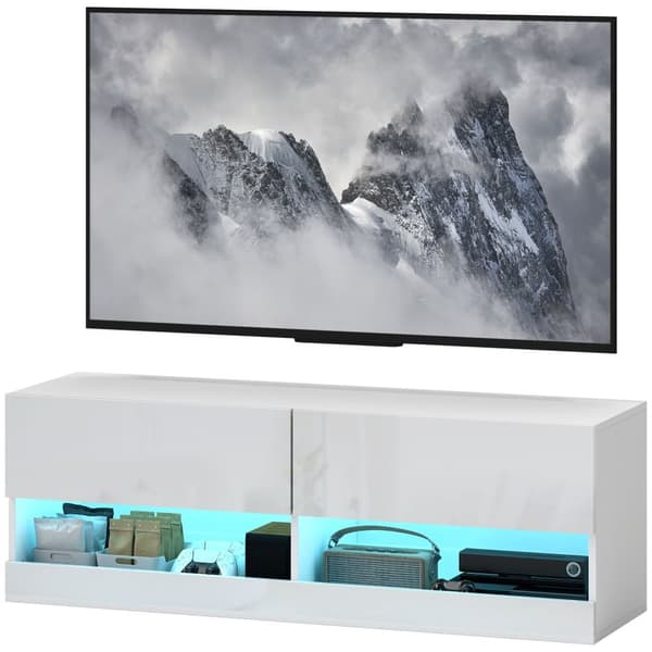 Vægmonteret TV-skab, 120x35x40.5 cm, Højglans Hvid