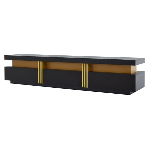 Modern TV-bänk i marmorlook – 200x40x42 cm, vit TV-möbel med 3 lådor och kabelhantering, passar TV upp till 90 tum