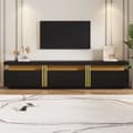 Miniatyrbild 1 av 11: Modern TV-bänk i marmorlook – 200x40x42 cm, vit TV-möbel med 3 lådor och kabelhantering, passar TV upp till 90 tum