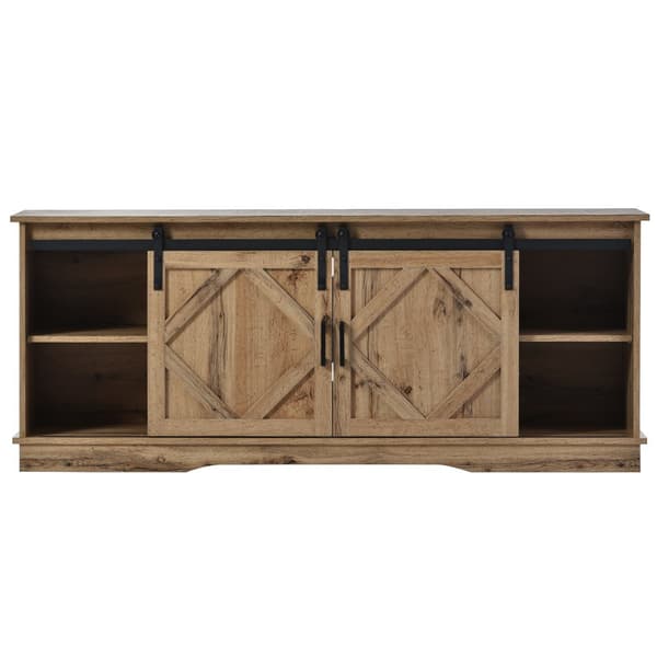 Suuri TV-taso vintage-ruskeana – 150×40×60 cm, 2 liukuovea ja säädettävät hyllyt, TV-taso olohuoneeseen maalaistyyliin ja moderniin tyyliin