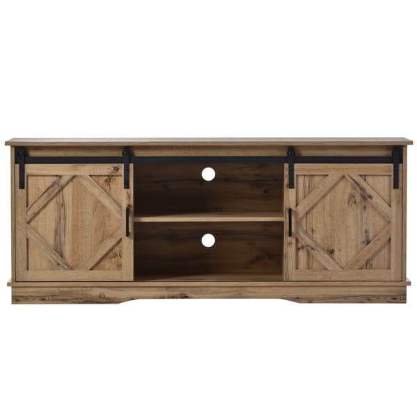 Suuri TV-taso vintage-ruskeana – 150×40×60 cm, 2 liukuovea ja säädettävät hyllyt, TV-taso olohuoneeseen maalaistyyliin ja moderniin tyyliin