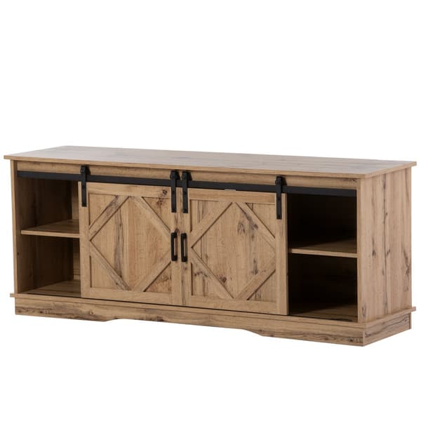 Suuri TV-taso vintage-ruskeana – 150×40×60 cm, 2 liukuovea ja säädettävät hyllyt, TV-taso olohuoneeseen maalaistyyliin ja moderniin tyyliin