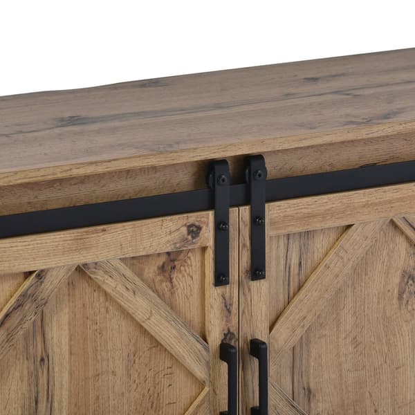 Suuri TV-taso vintage-ruskeana – 150×40×60 cm, 2 liukuovea ja säädettävät hyllyt, TV-taso olohuoneeseen maalaistyyliin ja moderniin tyyliin