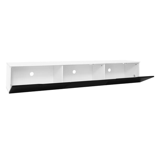 Tv-bord 180 cm i sort og hvid, højglans, væghængt med LED-belysning i 16 farver