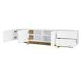 Miniatyrbild 7 av 11: TV-bänk 190 cm med 3 dörrar och 2 lådor – Vit med guld och trädetaljer, förvaring för TV upp till 80 tum