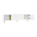 Miniatyrbillede 7 af 11: Hvidt tv-bord i højglans – moderne design med 4 låger, stilrent med masser af opbevaringsplads, 180 cm
