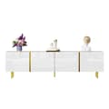 Miniatyrbillede 8 af 11: Hvidt tv-bord i højglans – moderne design med 4 låger, stilrent med masser af opbevaringsplads, 180 cm