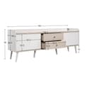 Miniatyrbillede 4 af 11: TV-bord med 2 skuffer og skydelåger – TV-bord i hvidt og naturligt træ, lav model 160x40x58 cm, moderne med stilfuld træstruktur