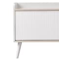 Miniatyrbillede 8 af 11: TV-bord med 2 skuffer og skydelåger – TV-bord i hvidt og naturligt træ, lav model 160x40x58 cm, moderne med stilfuld træstruktur
