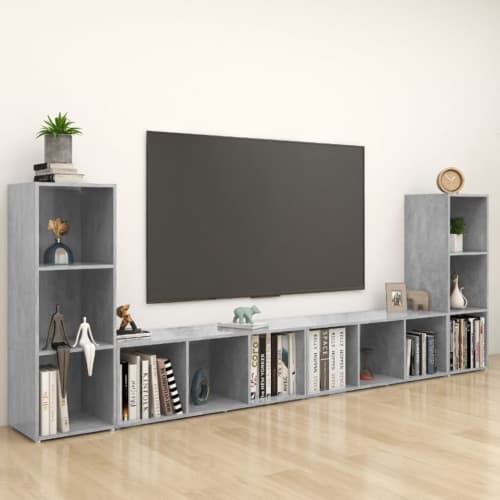 TV-skåp 4 delar betonggrå 107x35x37 cm konstruerat trä