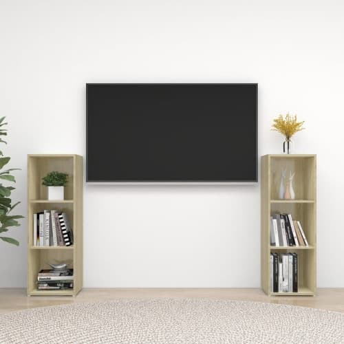 TV-skåp 2 delar sonoma-ek 107x35x37 cm konstruerat trä