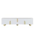 Miniatyrbild 5 av 11: TV-bänk 180 cm i vitt med marmordesign – 4 dörrar, elegant stil, runda träben