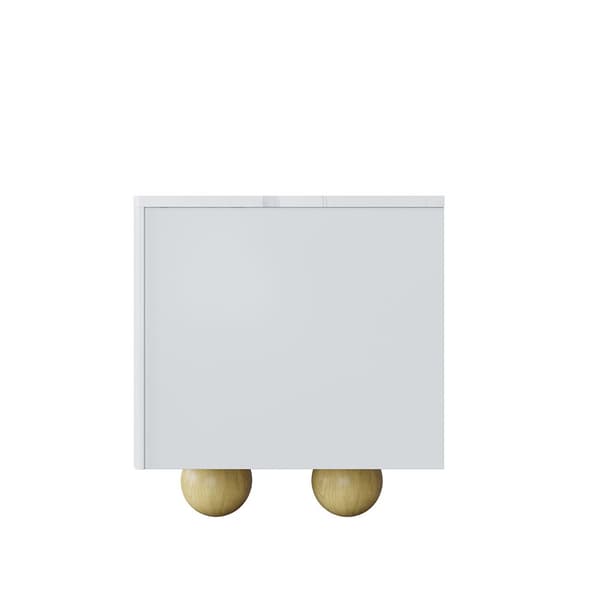 TV-bänk 180 cm i vitt med marmordesign – 4 dörrar, elegant stil, runda träben