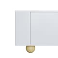 Miniatyrbild 10 av 11: TV-bänk 180 cm i vitt med marmordesign – 4 dörrar, elegant stil, runda träben