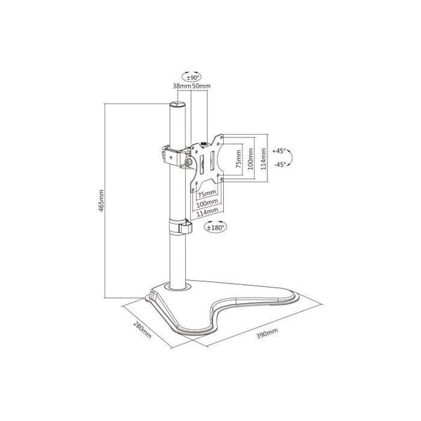 Utrusta 650122, Svart, Portabelt platt golvstativ, Aluminium, Plast, 33 cm (13"), 81,3 cm (32"), TV