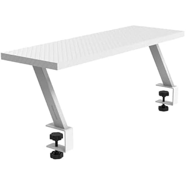 MARSGAMING MGDS, Monitorhöjare, Höjer Monitorn 17cm, Ergonomiskt skrivbordstöd i stål, Kolfiberplattform Vit