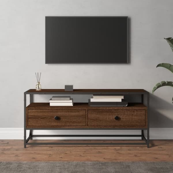 Tv-bänk brun ek 100x35x45 cm konstruerat trä