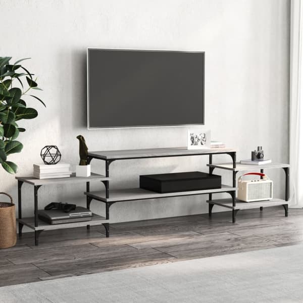 Tv-bänk grå sonoma 197x35x52 cm konstruerat trä