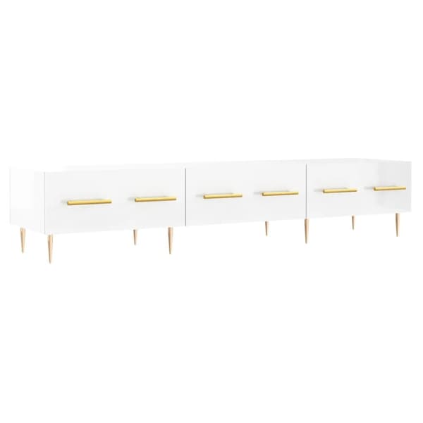 Tv-bänk vit högglans 150x36x30 cm konstruerat trä