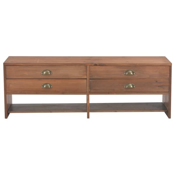 TV-bänk med 4 lådor 120x30x40 cm massivt granträ