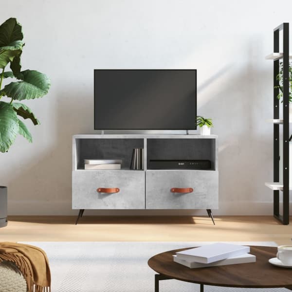 Tv-bänk betonggrå 80x36x50 cm konstruerat trä